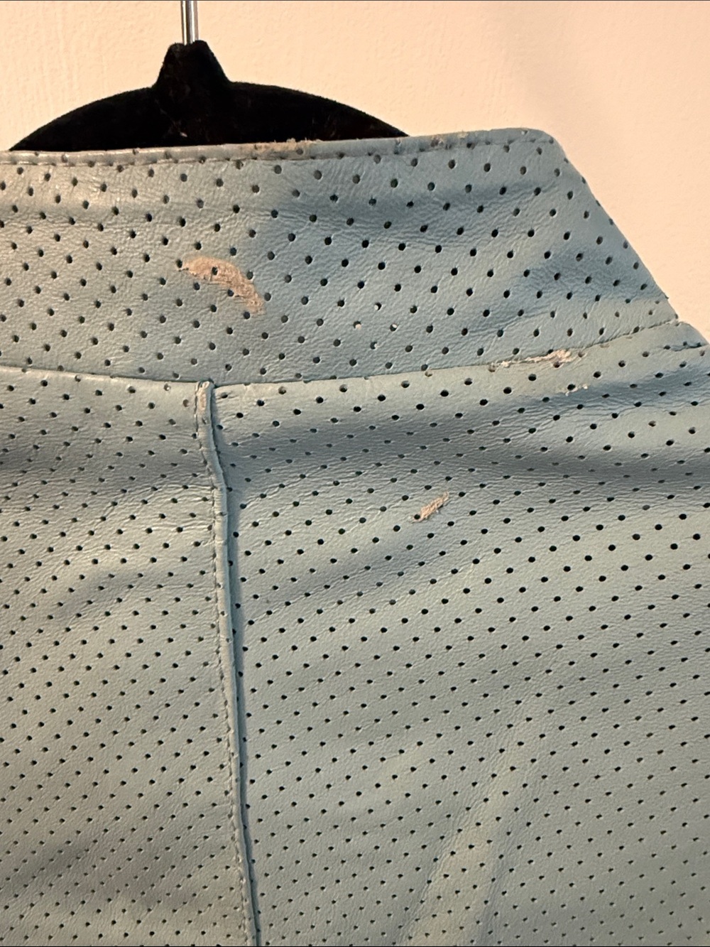 Pamela McCoy Aqua Perforated Leather Zip-Front Jacket - Picture 7 of 7